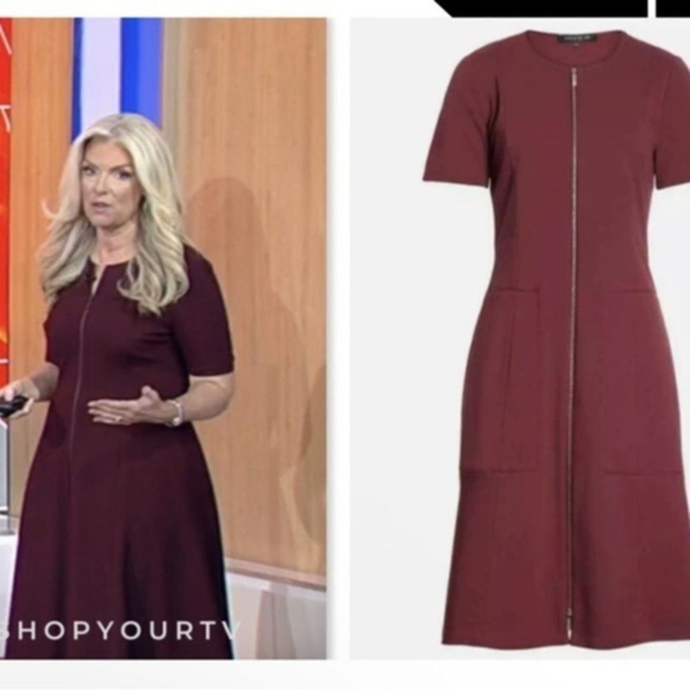 LAFAYETTE 148 Maroon Ponte Short Sleeve
Stretch Dress Sz 6 B37" W32" pockets
